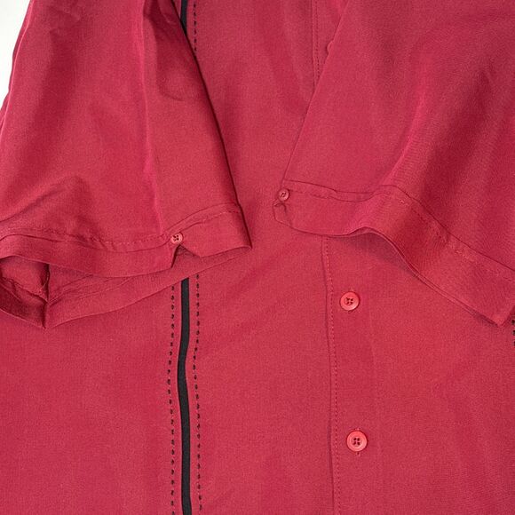 Cubavera XXL Burgundy Embroidered Mens shirt Button Up Short Sleeve Top - Picture 4 of 5